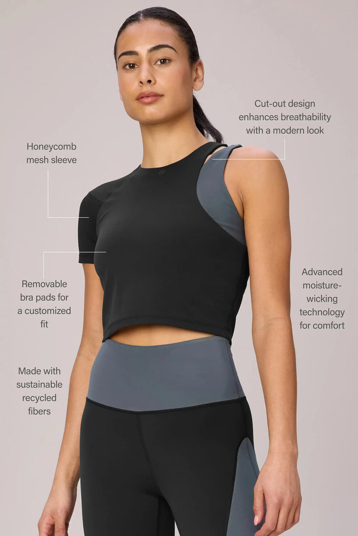 Signae Cropped Cut Out Performance Tee