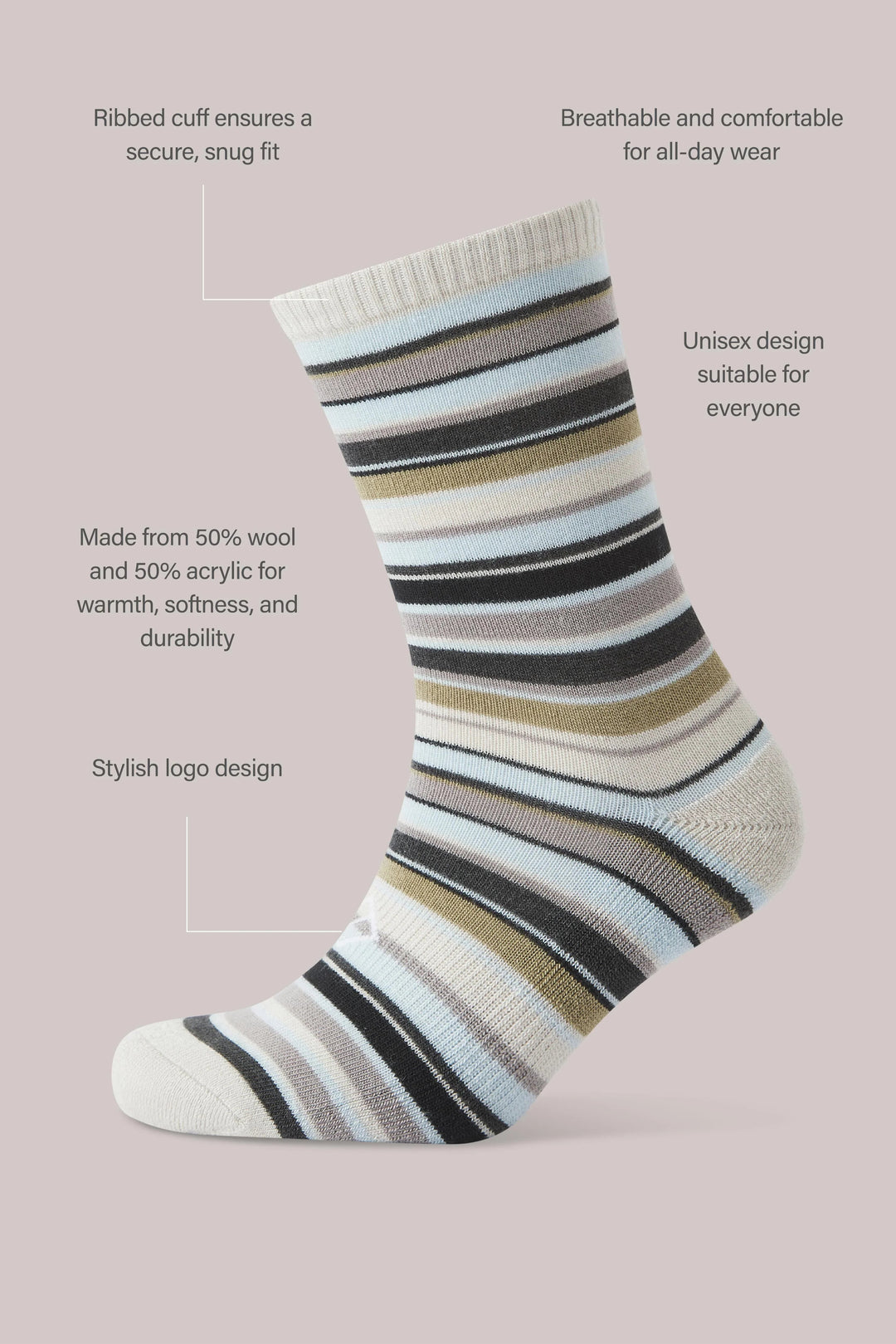 Hockney Striped  Crew Sock